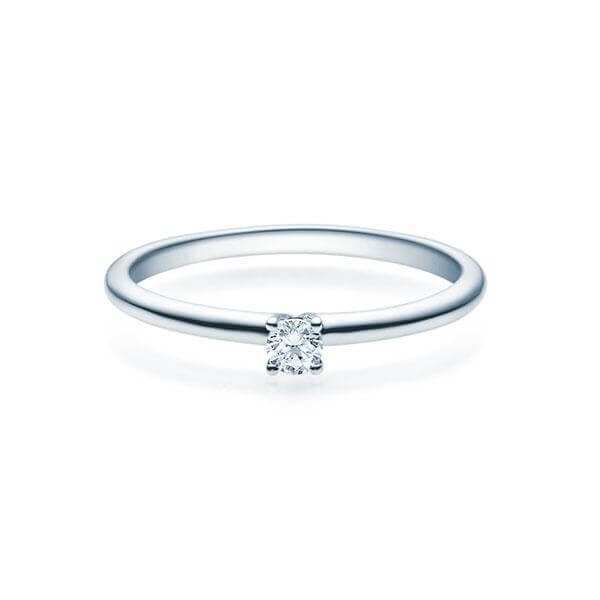 Verlobungsring Solitär 4er Krappe Platin 950/- zus. 0,080 ct, tw, si - RU-1494-38