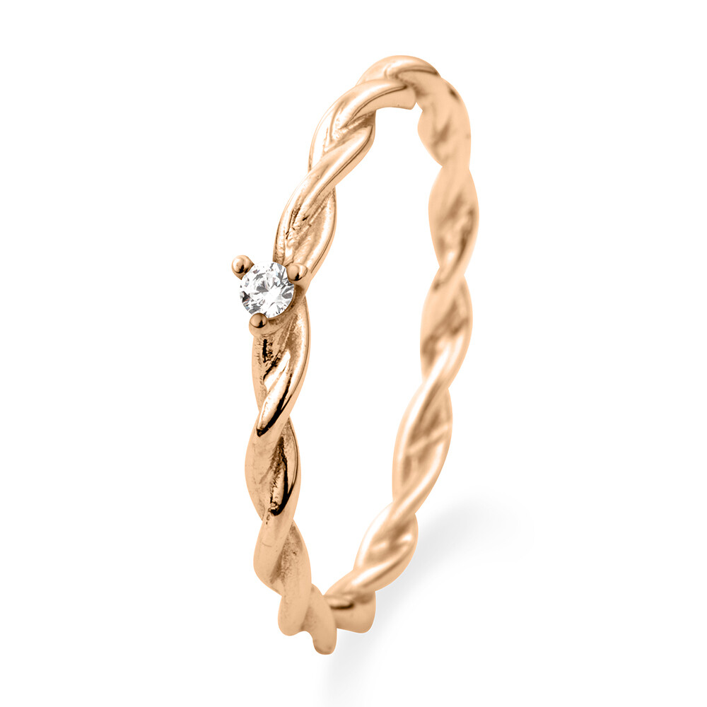 Solitärring gedreht Rotgold Zirkonia 503728