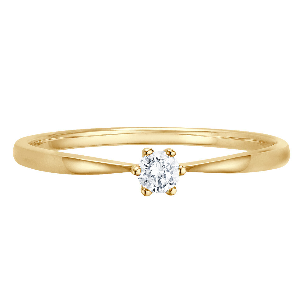 bella luce Solitaire Ring Gelbgold Brillant 0.090 ct. w/si, liegend