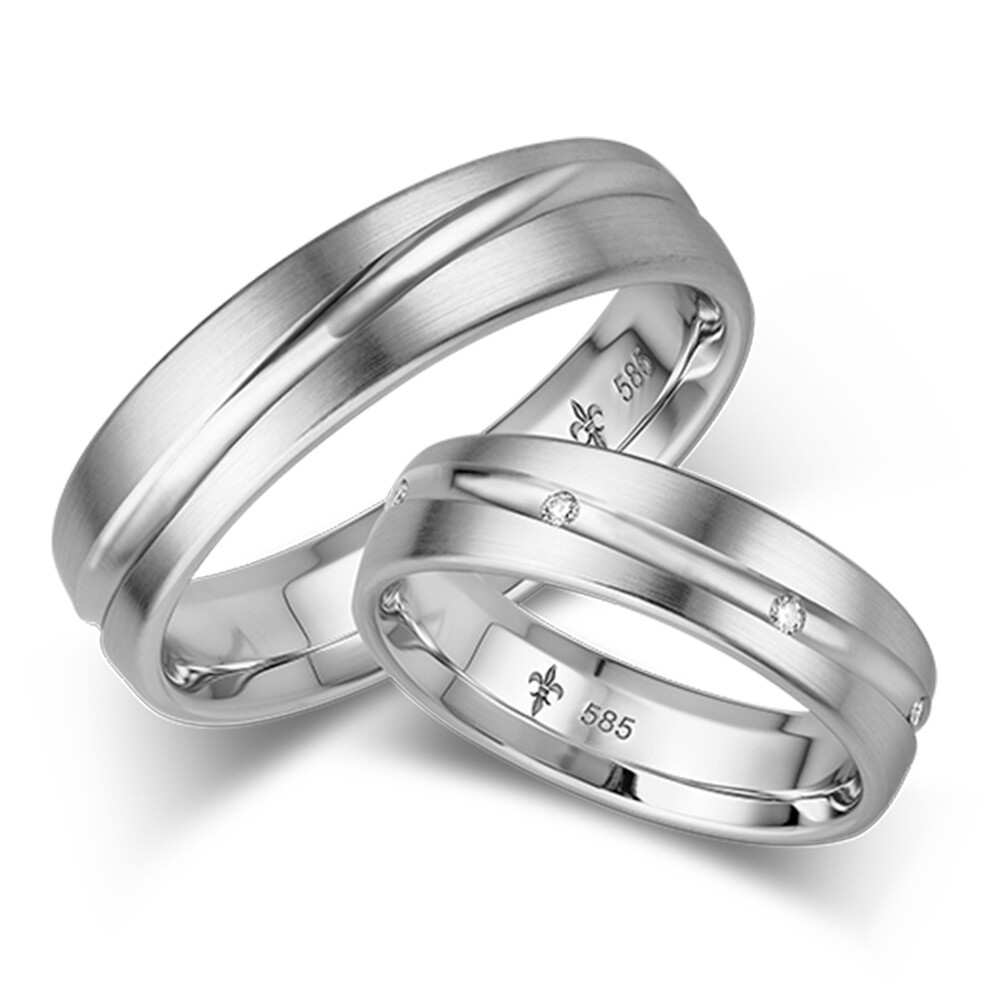 Giloy Trauringe TR-0-00008 & TR-1-00008 Stéphanie Weißgold