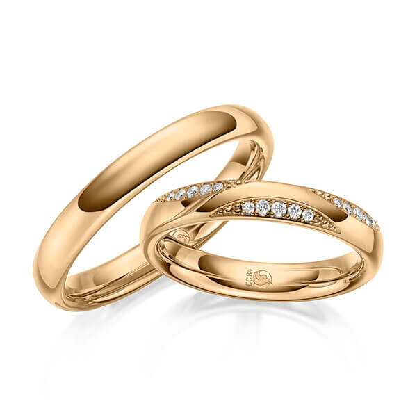 Paar Trauringe / Eheringe Roségold 375/- zus. 0,108 ct, tw, si - RU-1629-4