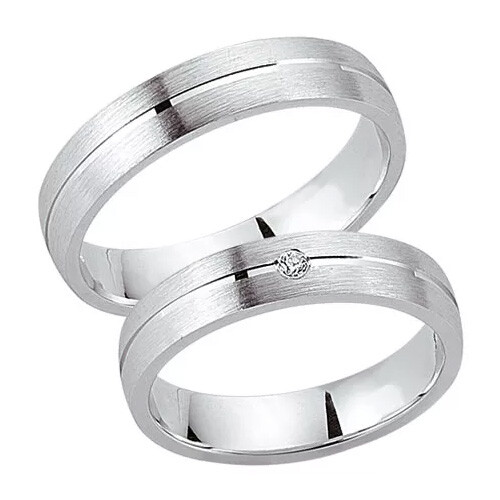 Schwarz Trauringe / Partnerringe Silber 925 Zirkonia SW925-046 Sterlingsilber feinmatt