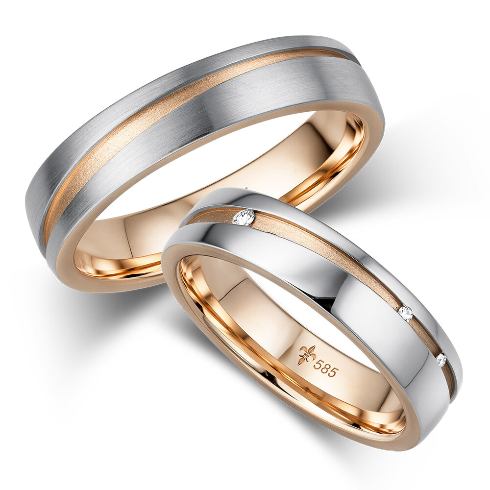 Giloy Trauringe Antonia Weißgold & Roségold TR-0-00021 & TR-1-00021
