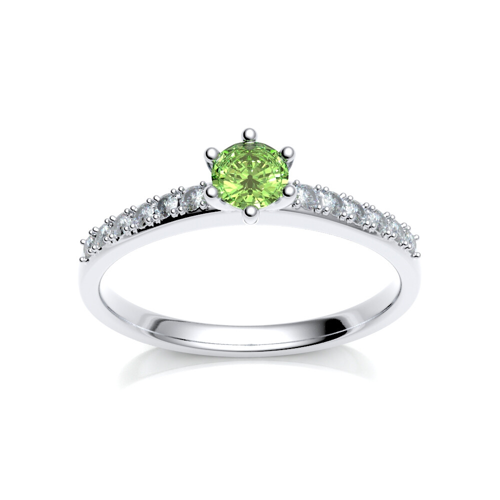 Verlobungsring Pavé aus Silber 925 Peridot Zirkonia 503694