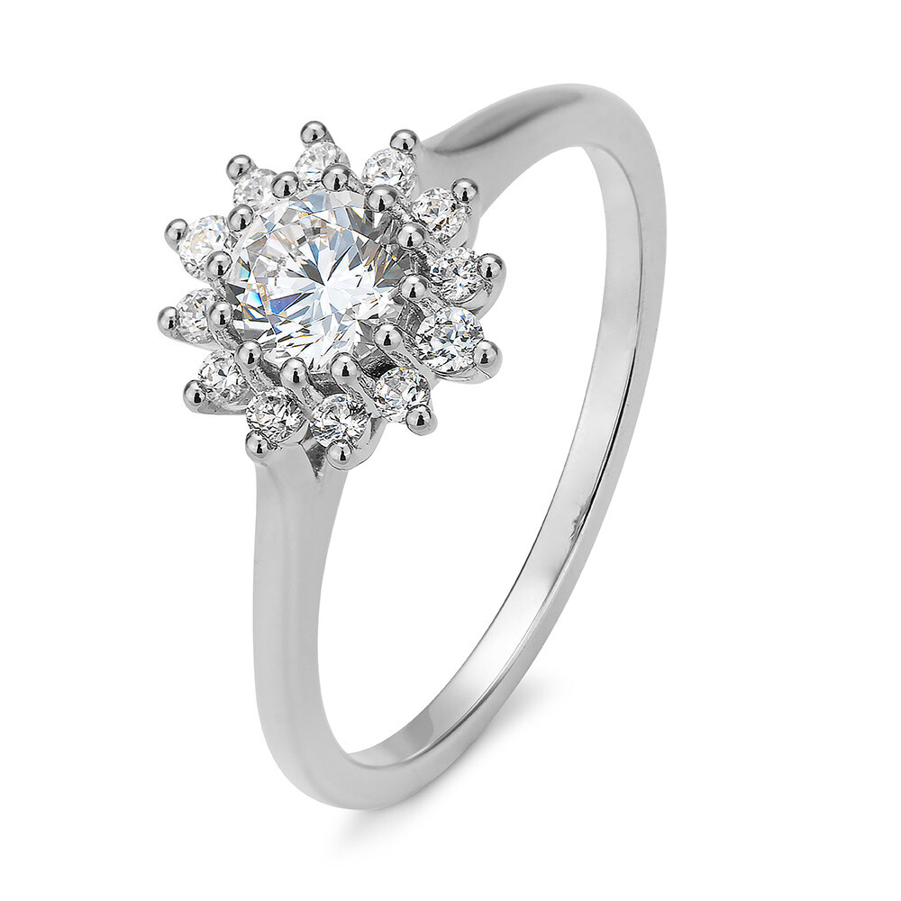Halo Ring Stella Verlobungsring Weißgold Breuning
