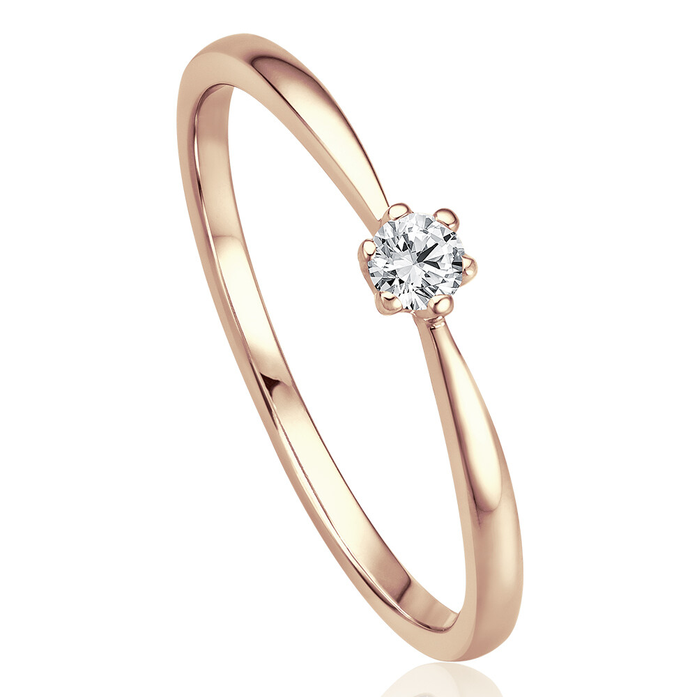 bella luce Solitaire Ring Roségold Brillant 0.090 ct. w/si