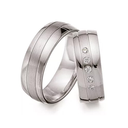 Schwarz Trauringe Partnerringe Silber 925 Zirkonia SW925-097