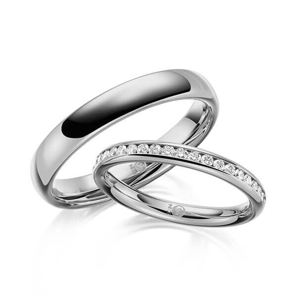 Paar Trauringe / Eheringe Platin 600/- zus. 0,300 ct, tw, si - RU-1637-5