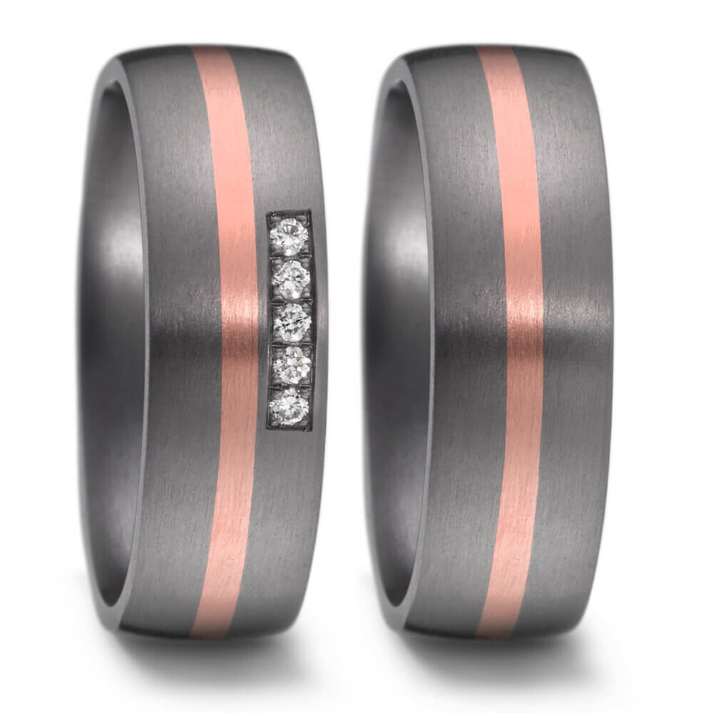 Trauringe Partnerringe Tantal Rotgold 585 Brillant TeNo 59616