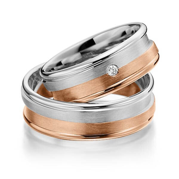 Design Trauringe Palladium Rotgold Brillant Rubin RU-1491