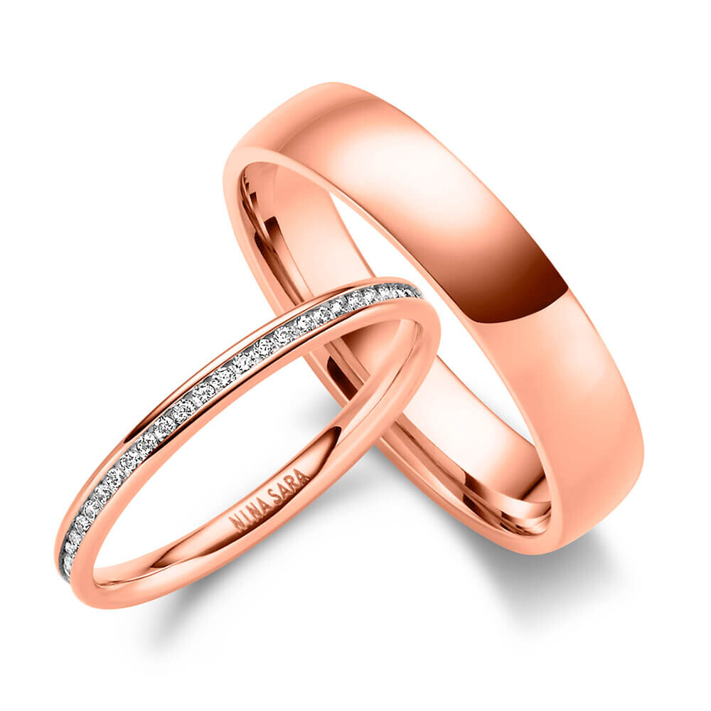 Edelstahlring mit Beisteckring Rosé Nina Sara NS-13