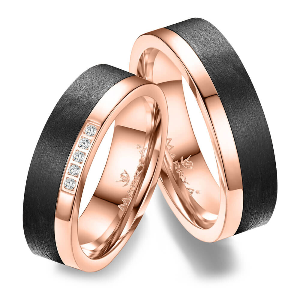 Trauringe Partnerringe Roségold Carbon Marrya CA-15