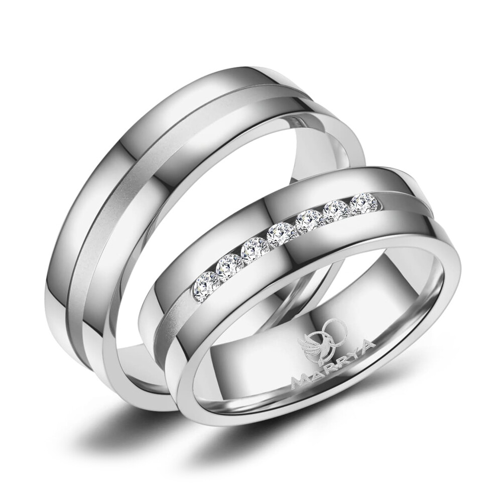 Trauringe / Partnerringe Edelstahl Zirkonia Marrya ES-08