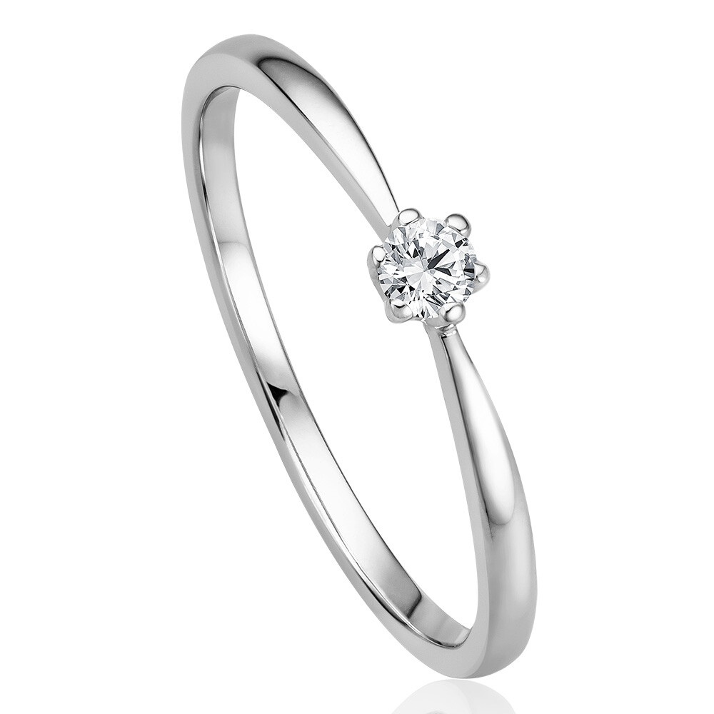 bella luce Solitaire Ring Weißgold Brillant 0.090 ct. w/si
