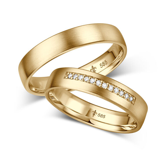 Giloy Trauringe TR-0-00063 & TR-1-00063 Delaine Gelbgold