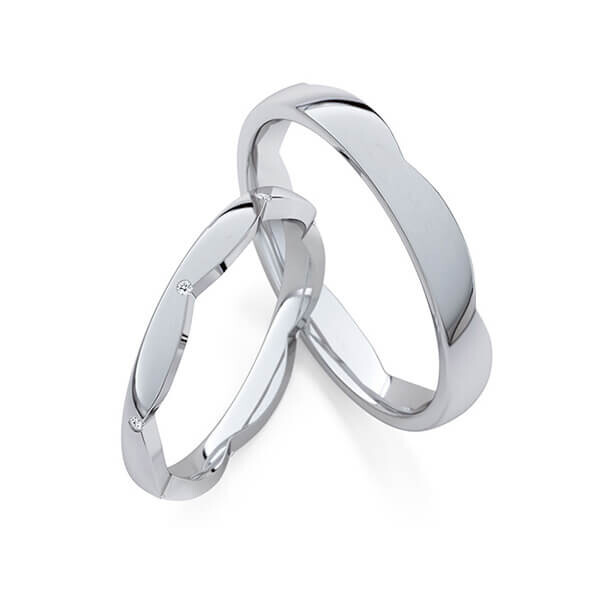 Paar Trauringe / Eheringe Platin 600/- zus. 0,035 ct, tw, si - RU-1773-5