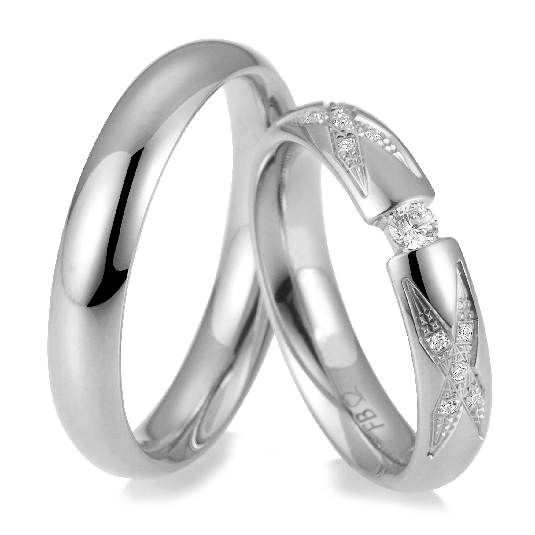 Trauringe Weißgold Brillant Breuning 48/05873 & 48/05874