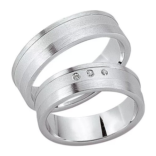 Schwarz Trauringe / Partnerringe Silber 925 Zirkonia SW925-105 Sterlingsilber feinmatt / sandmatt