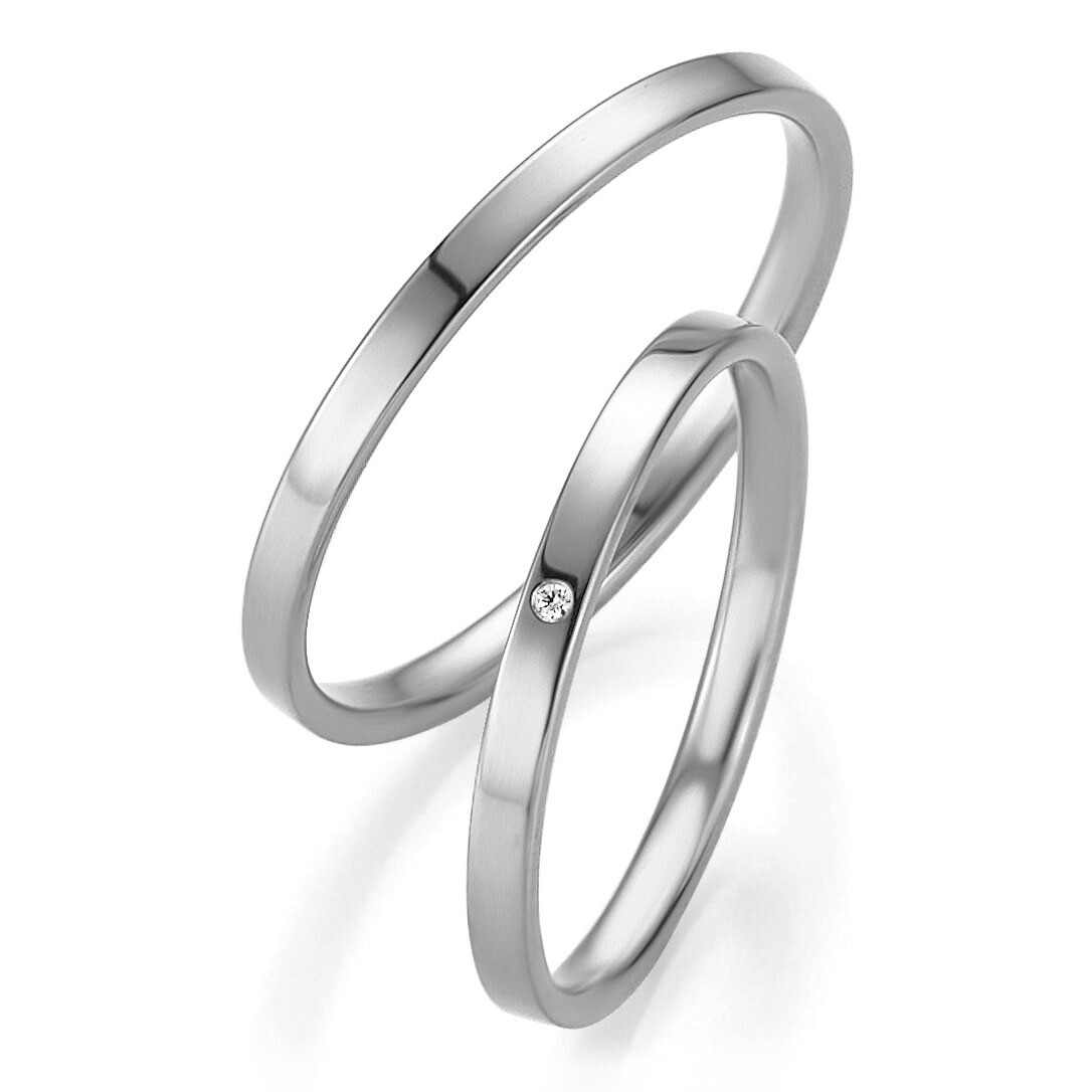 Trauringe Weißgold Basic Slim Breuning 48/04309 & 48/04310