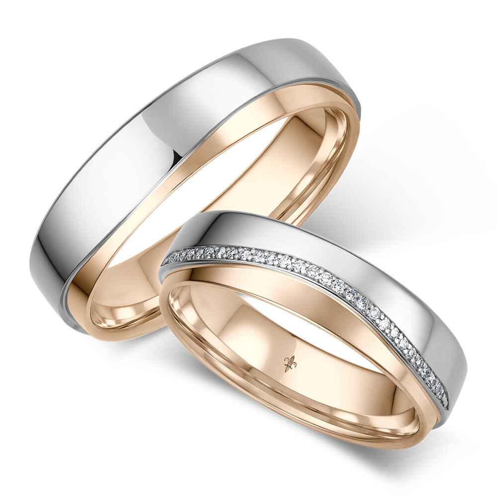 Trauringe Denise Roségold & Weißgold Giloy TR-0/TR-1-00083