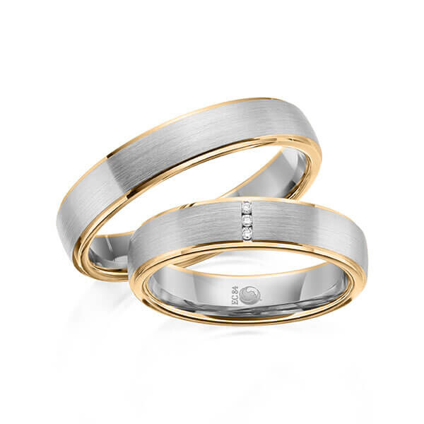 Trauringe Mehrfarbig Roségold Graugold Rubin RU-1602