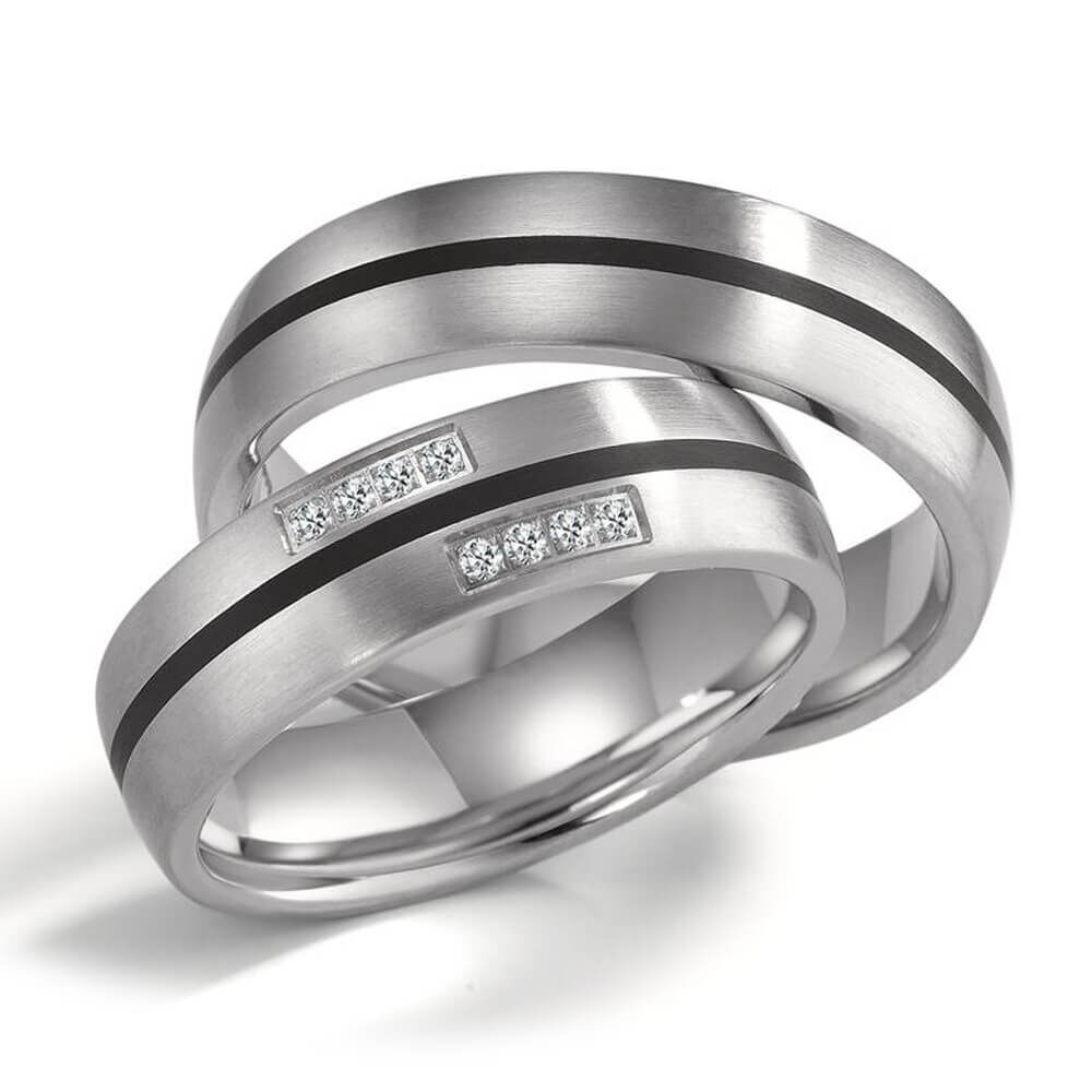 Partnerringe Edelstahl Keramik Tamor Satin TeNo 306411 & 306414