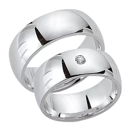 Schwarz Trauringe / Partnerringe Silber 925 Zirkonia SW925-050 Sterlingsilber poliert