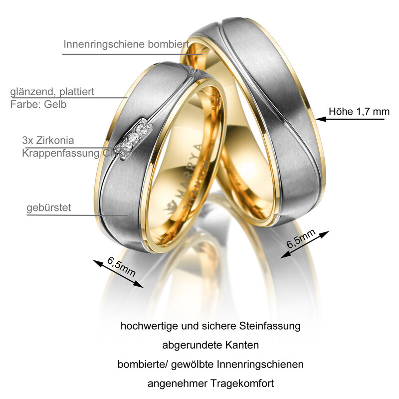 Trauringe / Partnerringe Titan Zirkonia Marrya TI-05 - Info