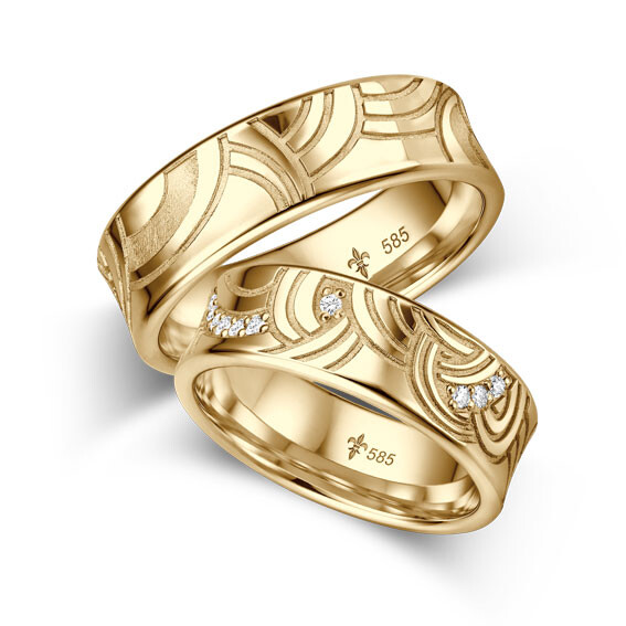 Giloy Trauringe Jacqueline Gelbgold Extravagant TR-0-00054 & TR-1-00054