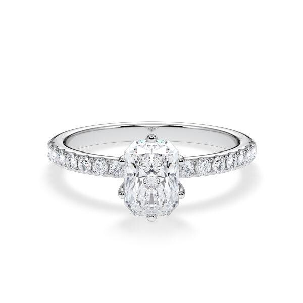 Verlobungsring Hollywood Platin 950 Radiant 1,270 ct Pavé – Rubin RU-1886