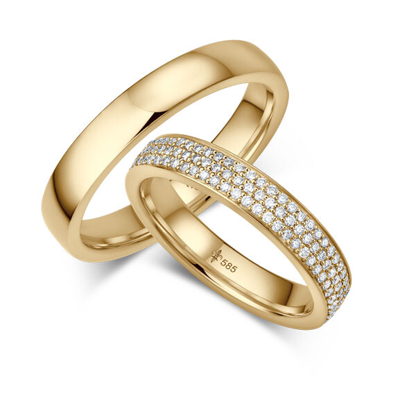 Giloy Trauringe Régine Gelbgold TR-0-09003 & TR-1-09003