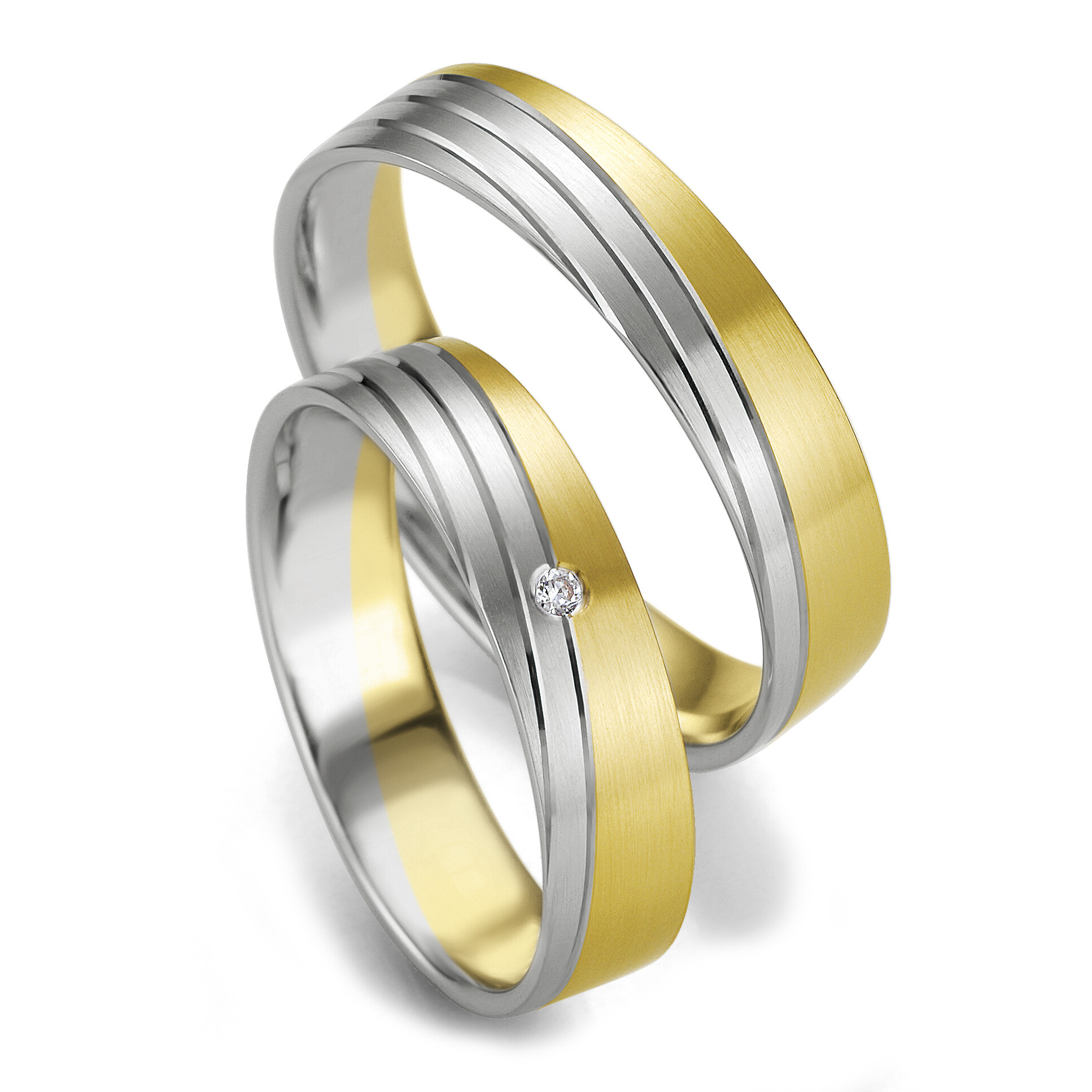 Breuning Trauringe Mehrfarbig - Bicolor Weiß-/Gelbgold 48/07111 & 48/07112