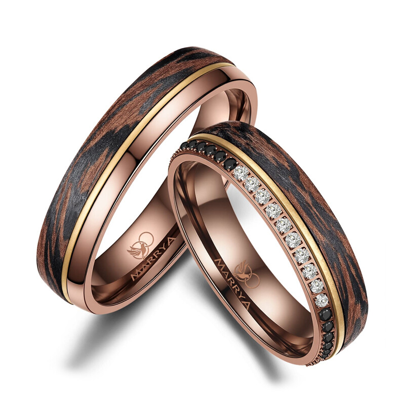 Eheringe Partnerringe Carbon Bronce Gold Marrya CB-06