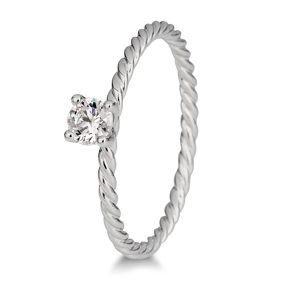 Kordelring Solitär Platin mit Brillant Breuning