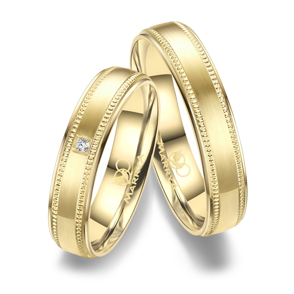 Marrya Trauringe Partnerringe GO-44 Gelbgold 333 Zirkonia