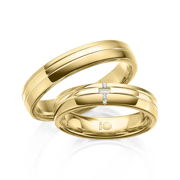 Paar Trauringe / Eheringe Gelbgold 333/- zus. 0,065 ct, tw, si & tw, vs - RU-1614-5