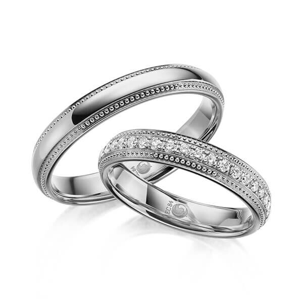 Paar Trauringe / Eheringe Platin 600/- zus. 0,285 ct, tw, si - RU-1622-6
