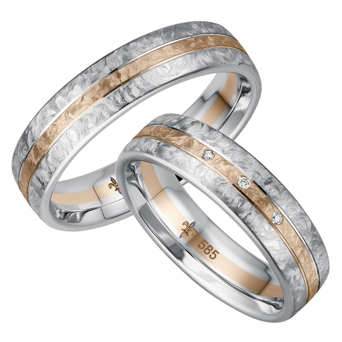 Giloy Trauringe TR-0-00020 & TR-1-00020 Ètienne Weißgold & Roségold