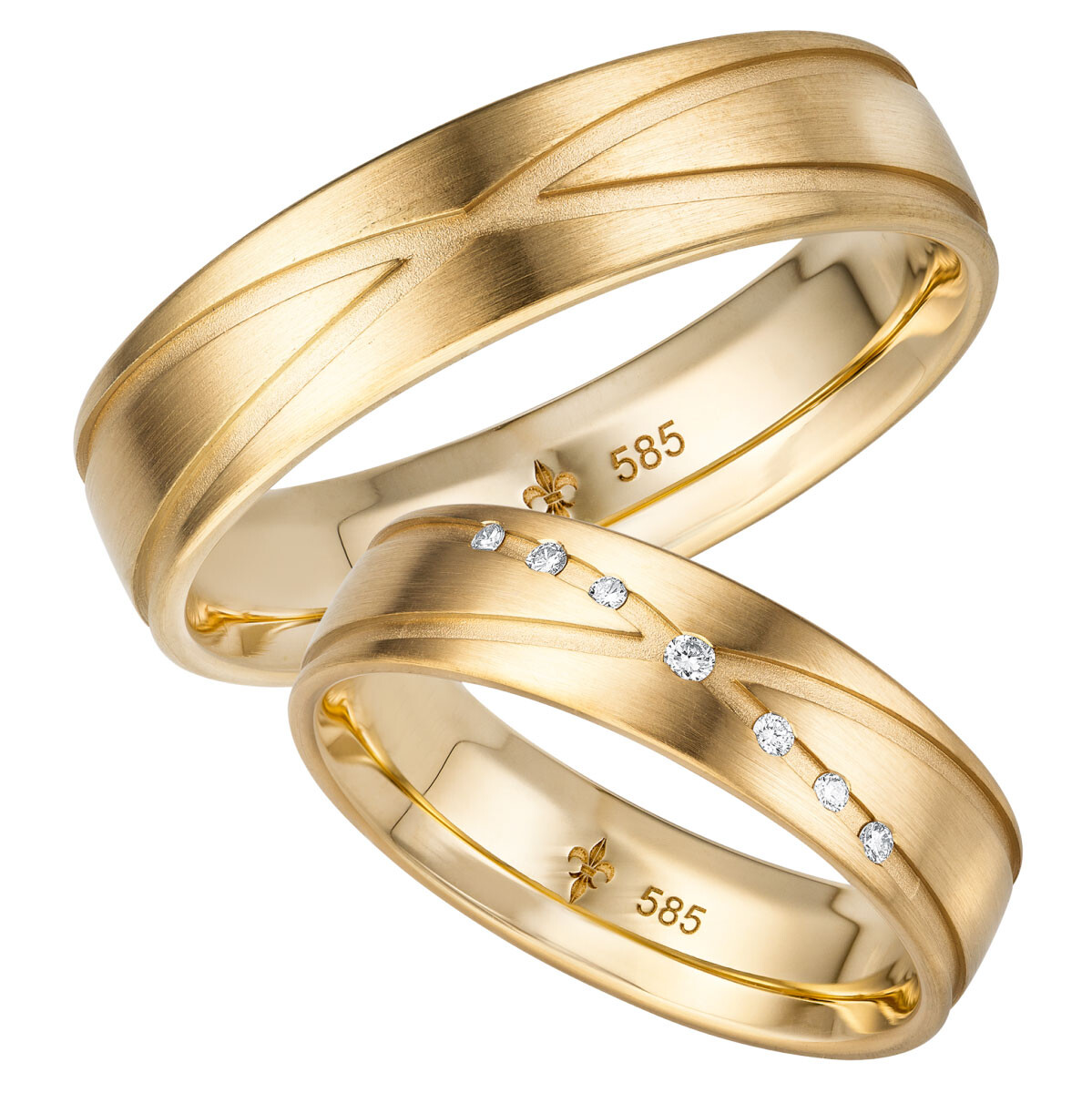 Giloy Trauringe TR-0-00016 & TR-1-00016 Charlotte Gelbgold