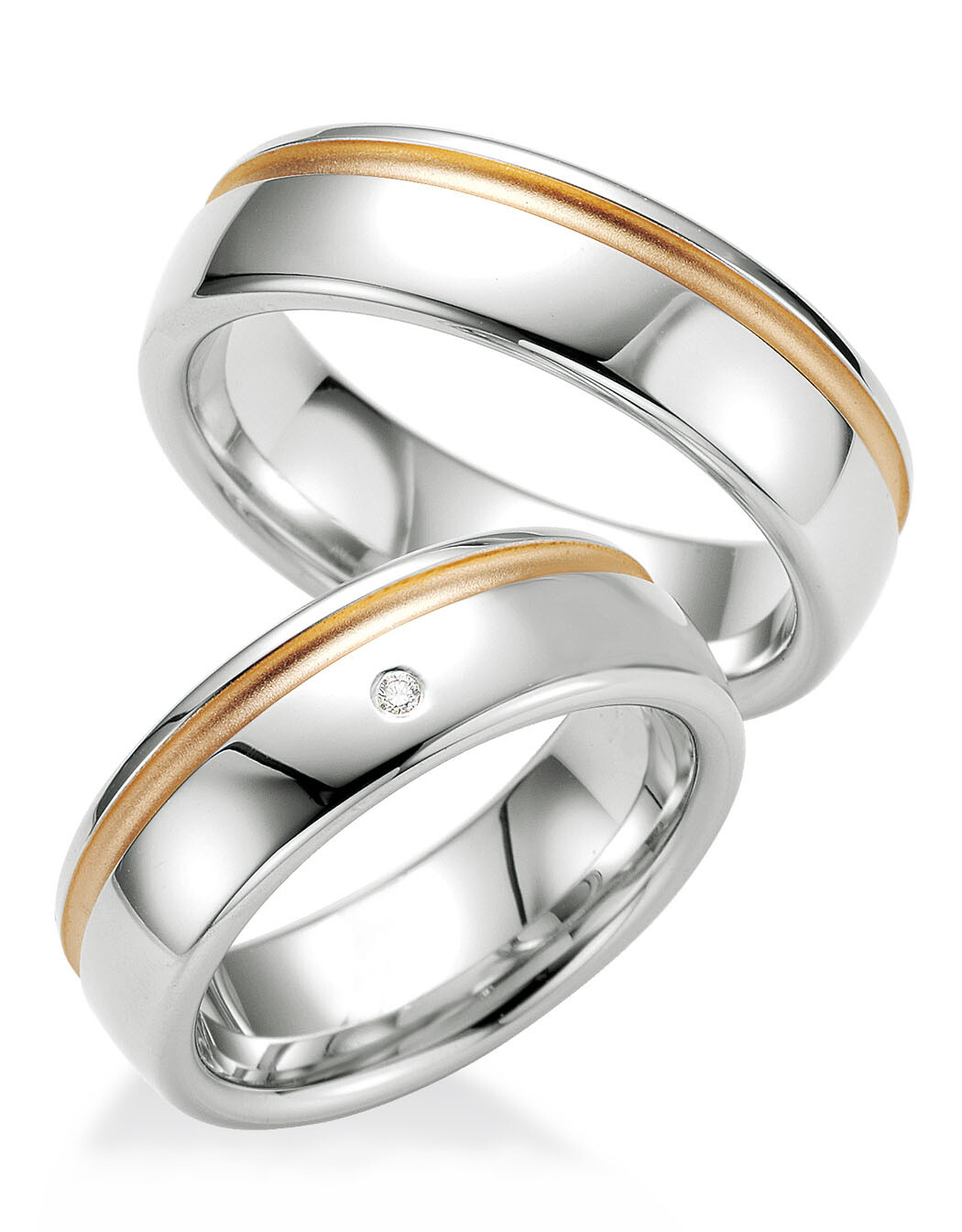Breuning Trauringe Partnerringe 48/08025 & 48/08026 aus Silber 925 mit Rotgoldplattierung