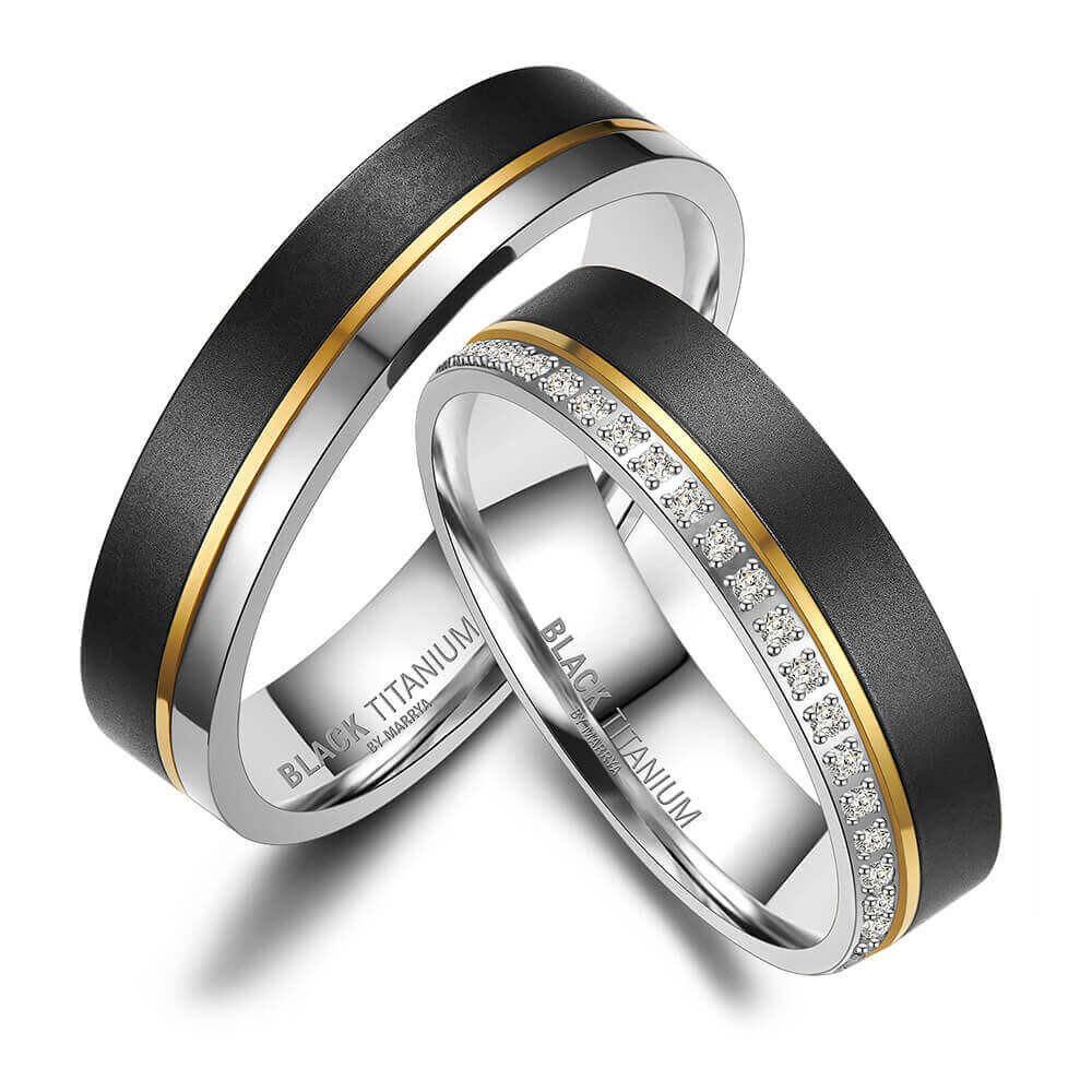 Partnerringe Black Titanium Gold Marrya BT-02