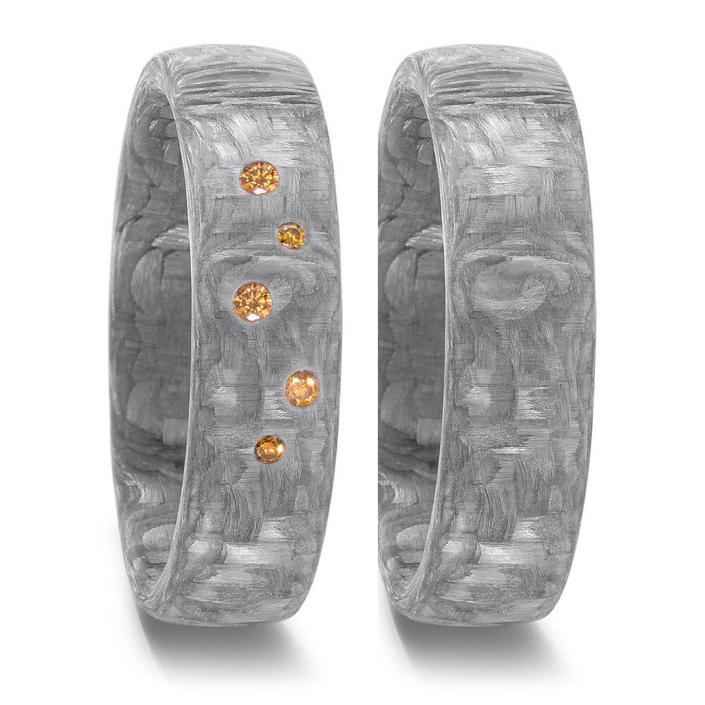 Trauringe Carbon grau Brillant Cognac TitanFactory 52626