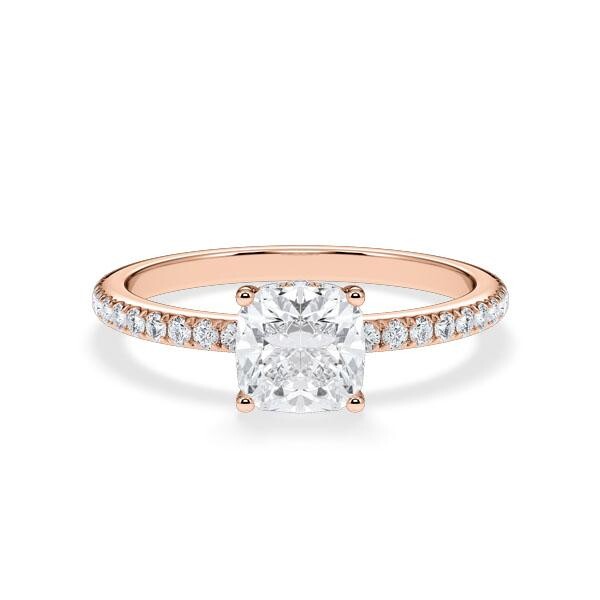 Verlobungsring Classic Hidden Halo Lab-Grown Cushion Rotgold Rubin RU-1898