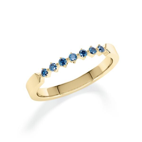 Memoire- Vorsteckring Gelbgold 585 zus. 0,140ct. Oceanblue Rubin 1806