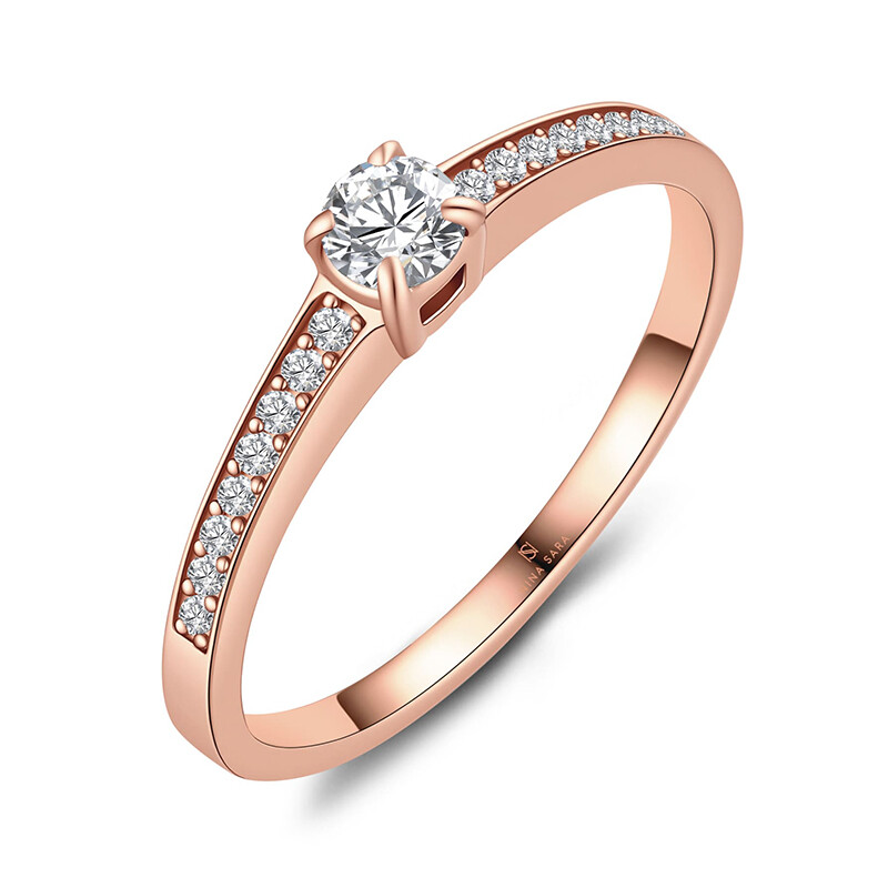 Verlobungsring Pavé Edelstahl Rot Zirkonia Nina Sara NS-09