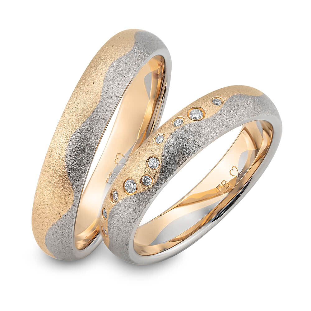 Eheringe Wave Sunrise & Weißgold Breuning 48/06715 & 48/06716