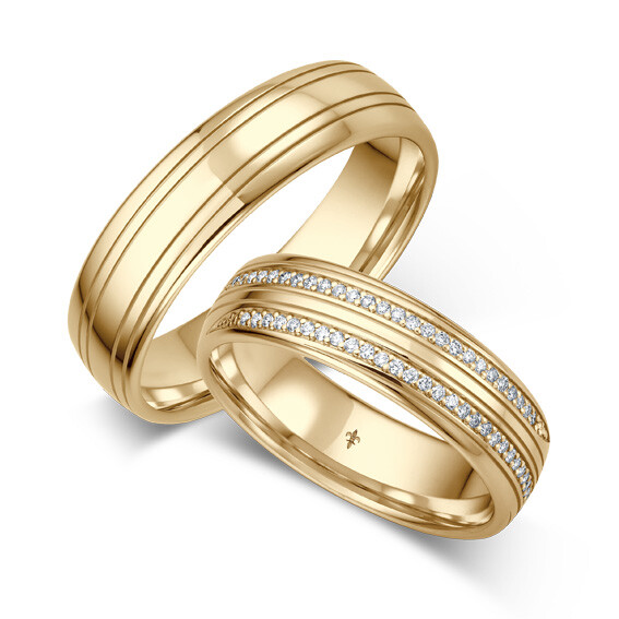 Giloy Trauringe TR-0-00084 & TR-1-00084 Renée Gelbgold