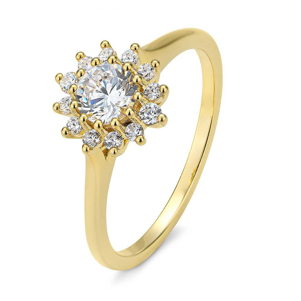 Halo Ring Stella Verlobungsring Gelbgold Breuning