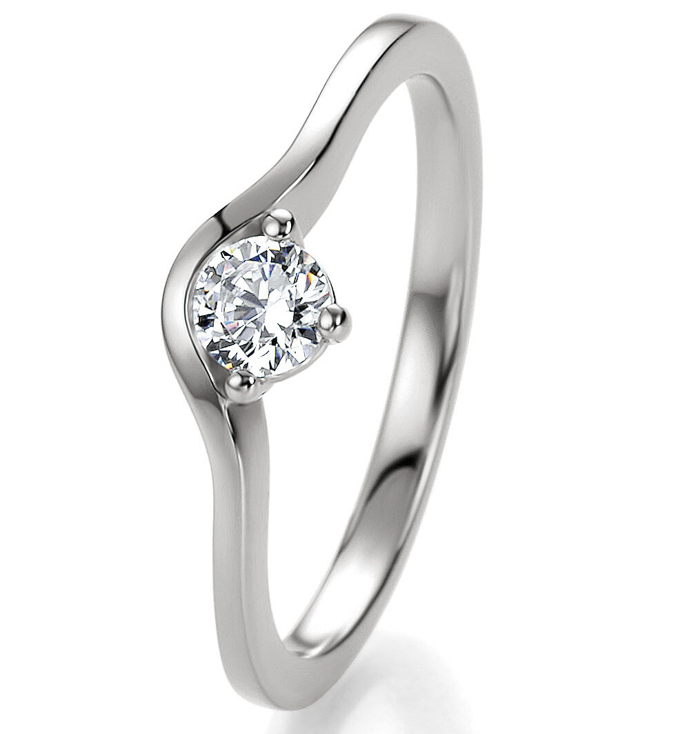 Breuning Bridal Antragsring Silber 925 Solitär Zirkonia 4,3 mm