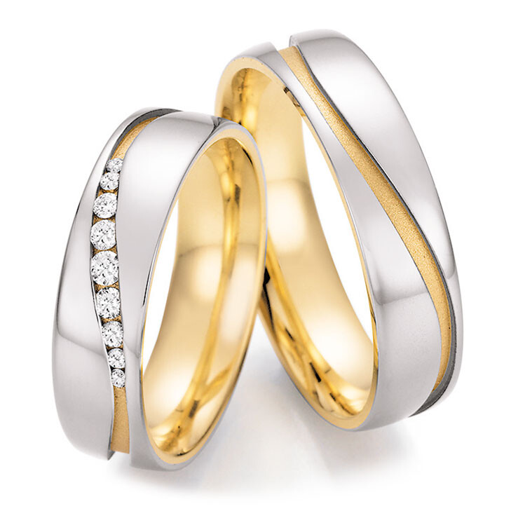 Trauringe Bicolor Honeymoon Collection Ruesch 66/42150 & 66/42160 Weißgold Gelbgold
